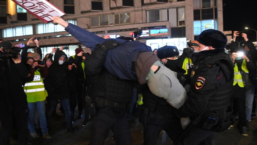 Protestas en Moscú contra la guerra en Ucrania.