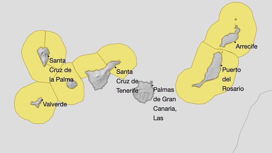 Aemet pone en aviso amarillo a seis islas de Canarias este fin de semana
