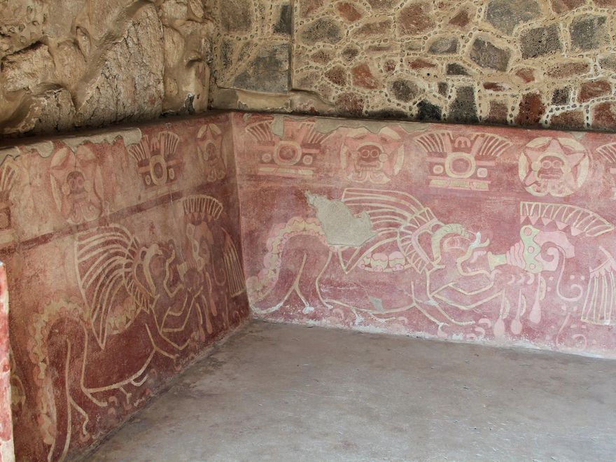Pinturas murales en el Palacio de Quetzalpapálotl.