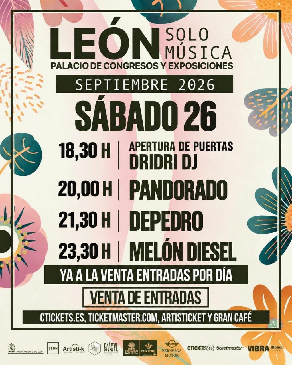Programación del festival León Solo Música del sábado.