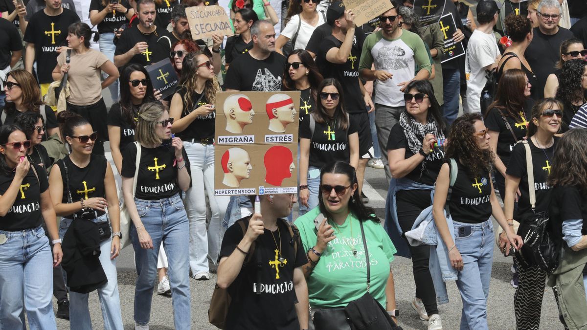 Algunos docentes portaban pancartas con los problemas de salud que sufren muchos integrantes del colectivo. 
