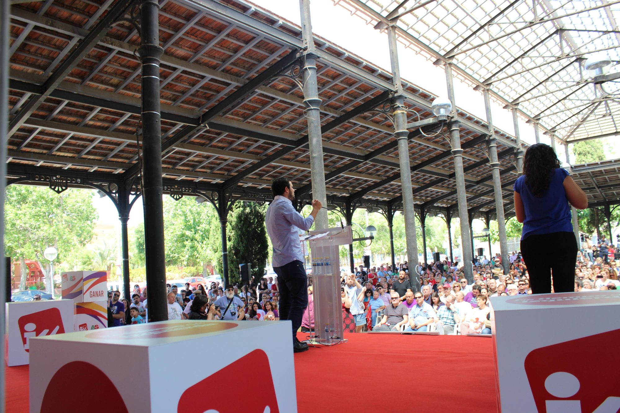 Alberto Garzón durante el acto de Ganar, en la Pérgola del murciano barrio de San Basilio / PSS