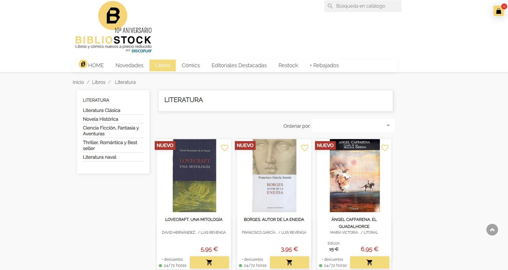 Captura de la plataforma Bibliostock