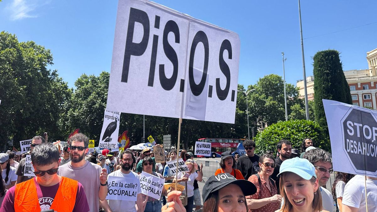 'Pi S.O.S', el mensaje de una pancarta este domingo en Madrid