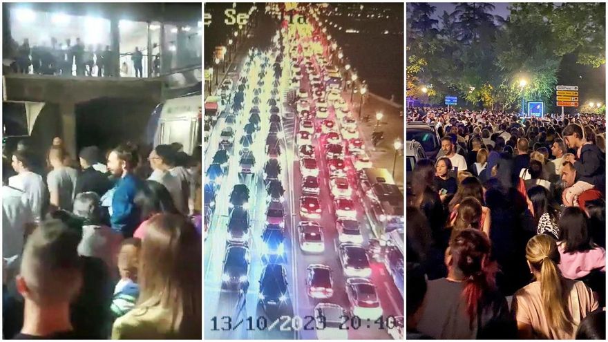 Aglomeraciones, caos y enfados en la Casa de Campo por un espectáculo de drones que Almeida montó sin plan de Movilidad