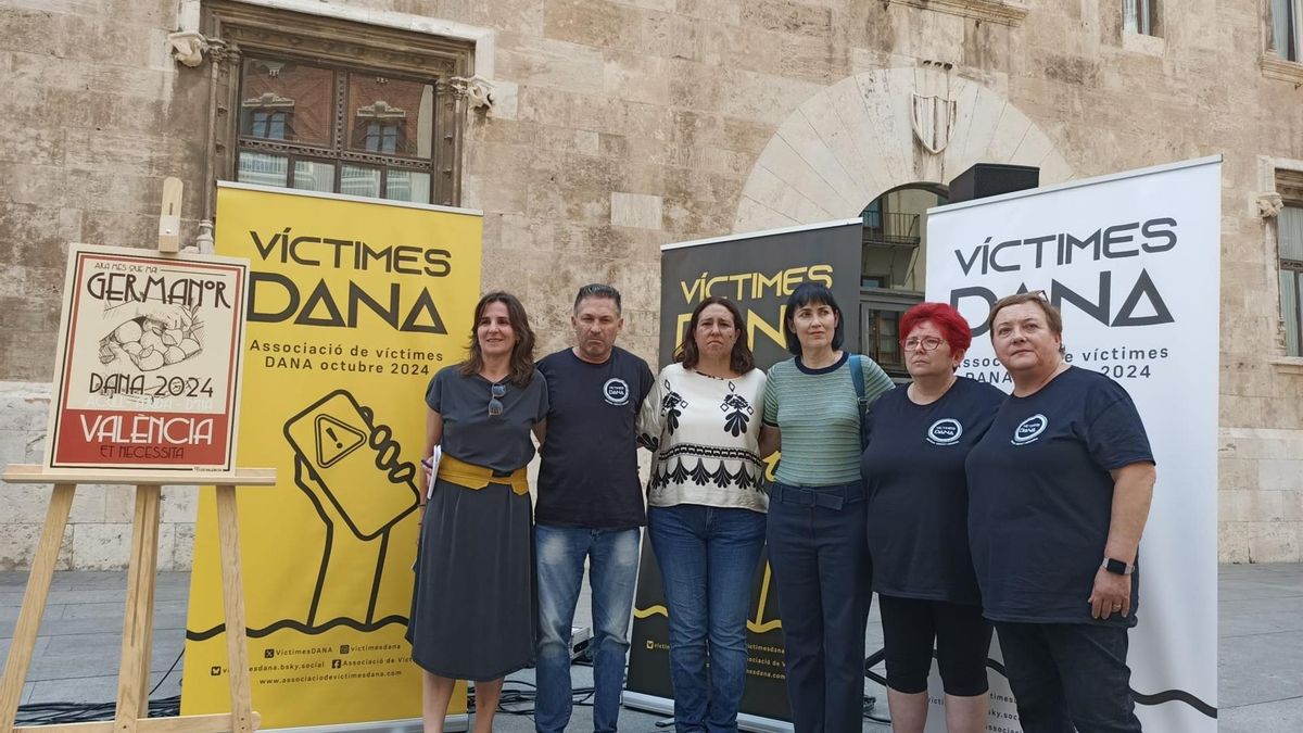 Rueda de prensa de la Associació de Víctimes Dana 29 octubre 2024 frente al Palau de la Generalitat - EUROPA PRESS