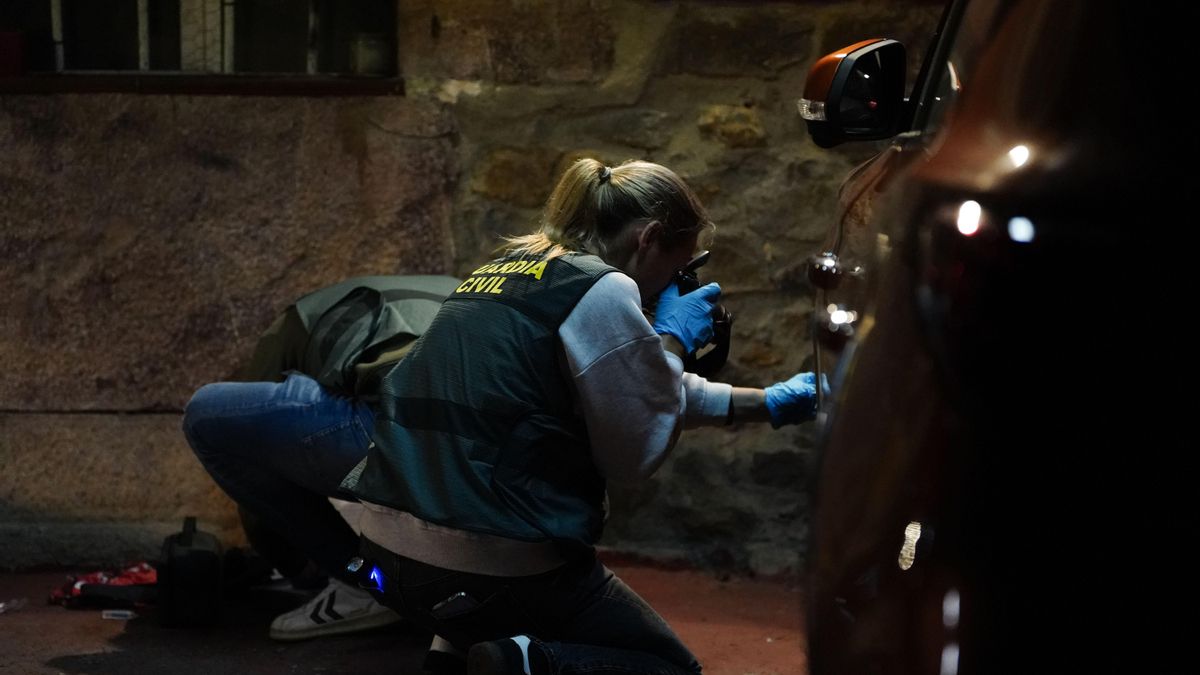 Agentes de la Guardia Civil de Asturias durante la inspección ocular.