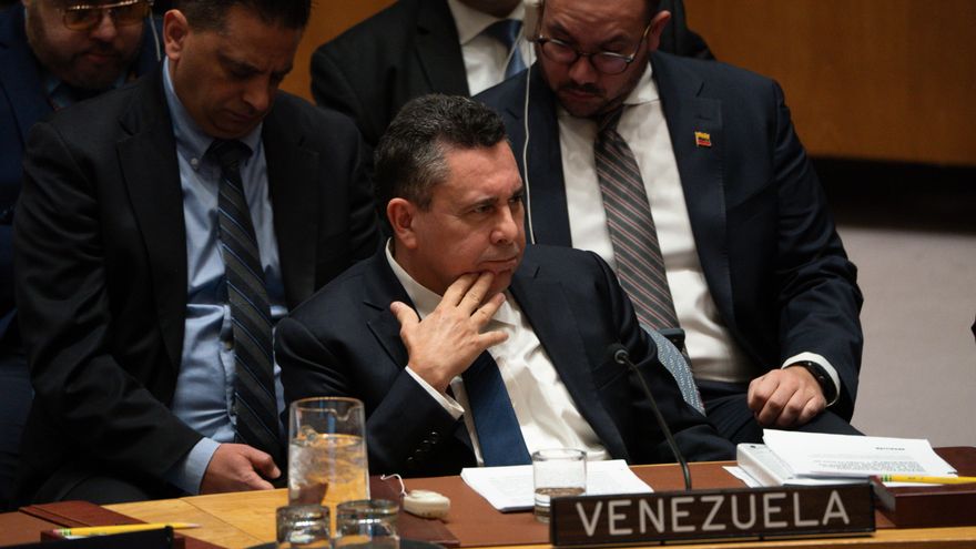 El embajador venezolano ante Naciones Unidas, Samuel Moncada, este lunes ante el Consejo de Seguridad de la ONU.