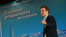 Pablo Casado, el pasado domingo, en un acto de partido en Barcelona.