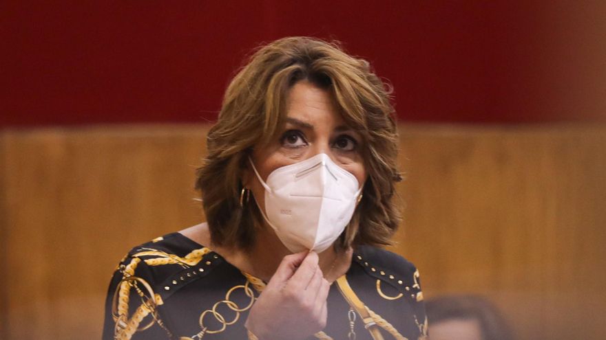 La secretaria general del PSOE-A, Susana Díaz, durante su intervención en la sesión de control al gobierno del Pleno del Parlamento de Andalucía. En Sevilla (Andalucía, España), a 05 de noviembre de 2020.