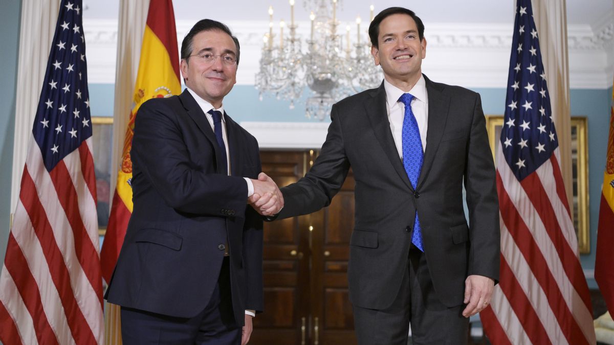 José Manuel Albares y Marco Rubio en Washington, el 22 de mayo de 2025.