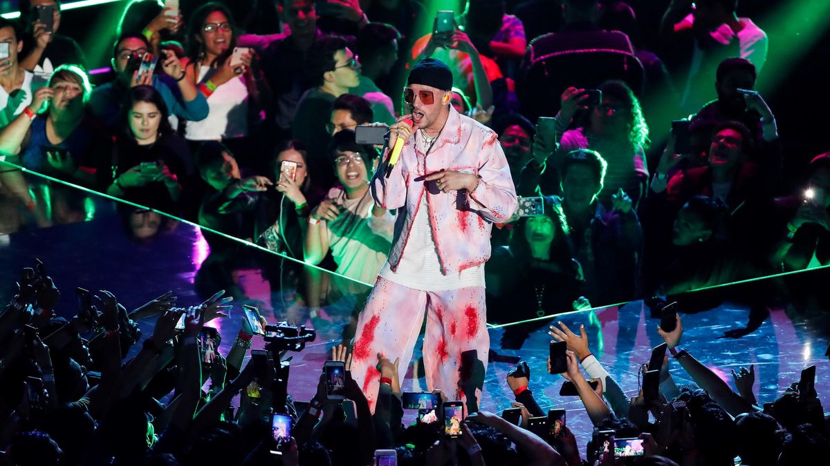 El cantante puertorriqueño Bad Bunny en un concierto de 2020
