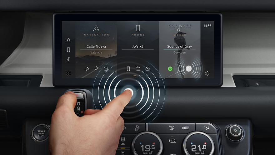 Nueva pantalla táctil predictiva del fabricante Jaguar Land Rover.