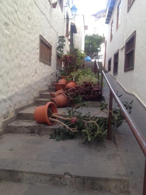 Macetas caídas por el viento en Gran Canaria