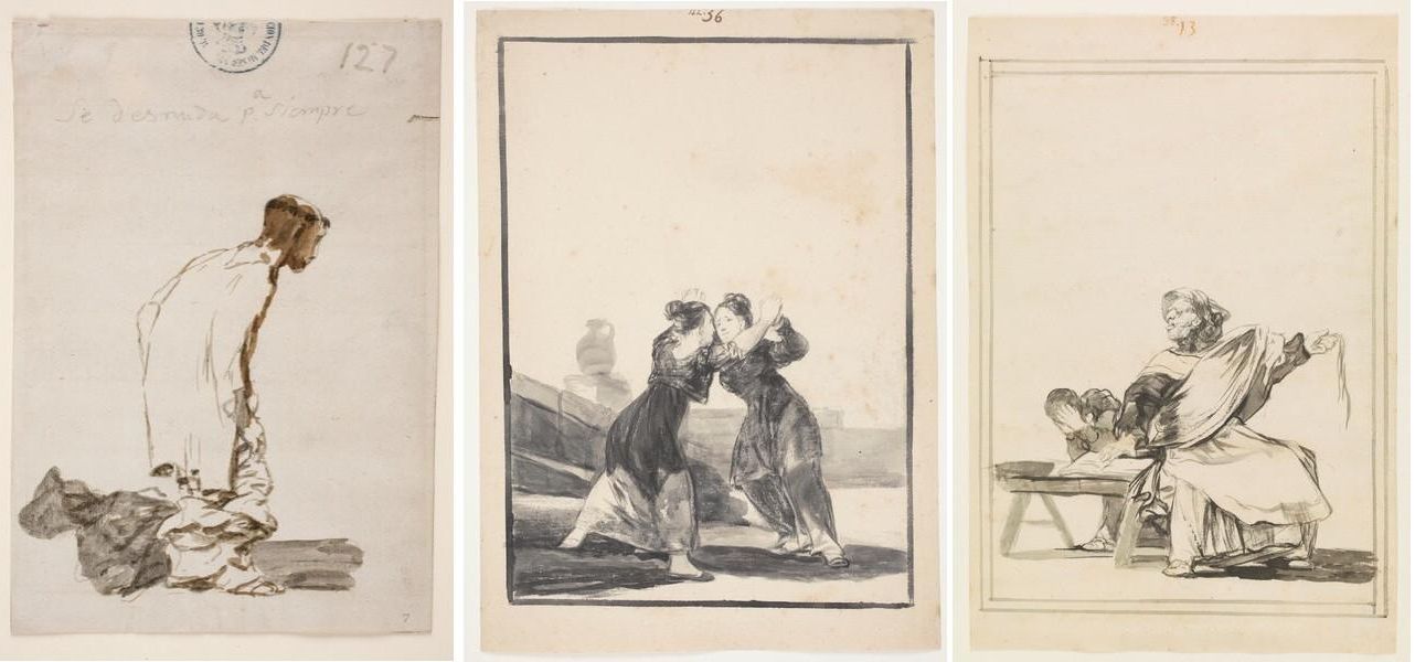 Los dibujos de Goya 'Se desnuda para siempre', 'Quién vencerá' y 'No es siempre bueno el rigor'