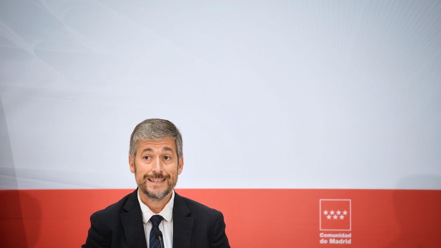 El consejero de Presidencia, Justicia y Administración Local, y portavoz del Gobierno autonómico, Miguel Ángel García Martín, durante una rueda de prensa tras la reunión del Consejo de Gobierno de la Comunidad de Madrid.
