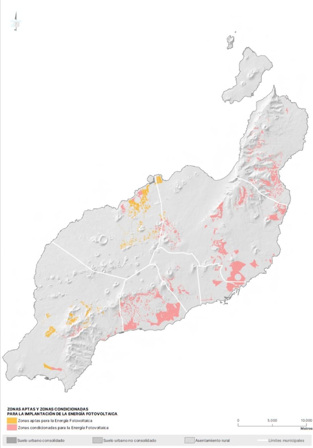 Zonas aptas y zonas condicionadas para la implantación de la fotovoltáica en Lanzarote
