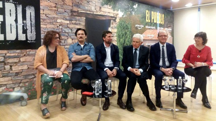 El equipo directivo de Mediaset, Amazon Prime Video, en la presentación de 'El Pueblo'