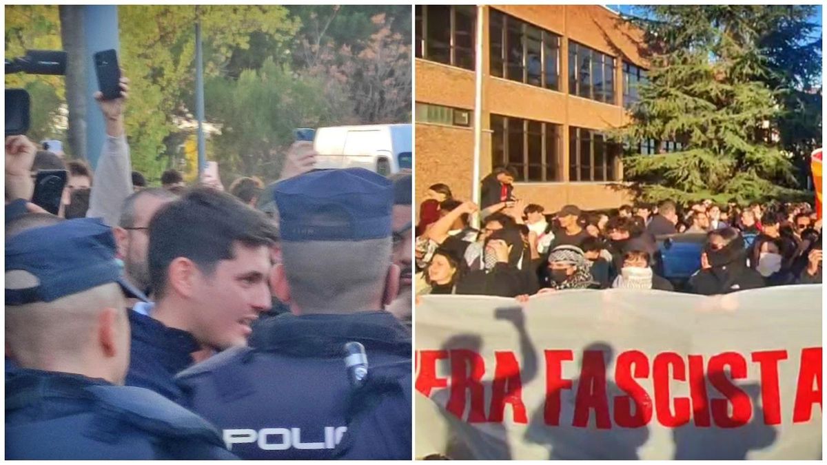 Cánticos fascistas y racistas en la visita de Vito Quiles a la Complutense, que reúne a más jóvenes en su contra que a favor
