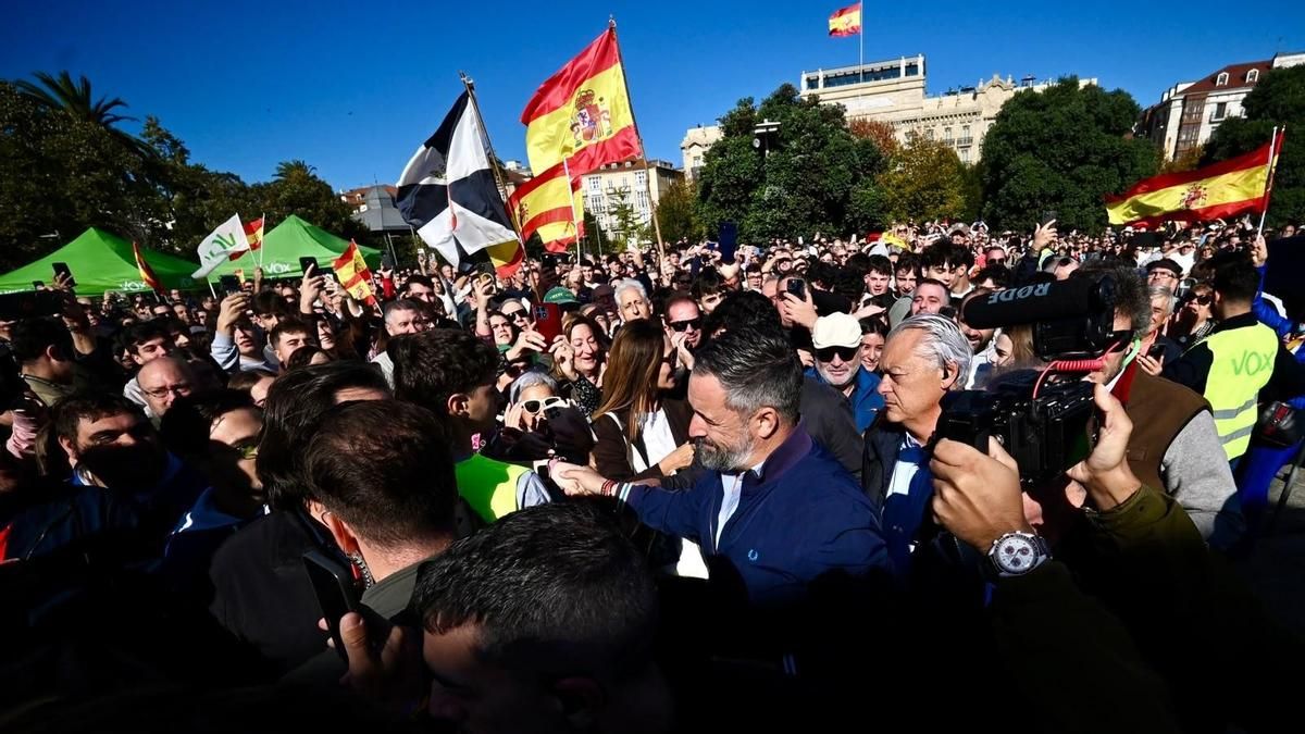 Santiago Abascal, en un acto de precampaña en Santander-