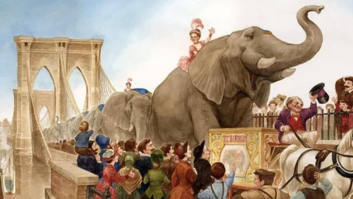 Elefantes y camellos sirvieron para corroborar que el puente de Brooklyn era seguro