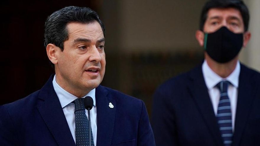 Juanma Moreno, presidente andaluz, y el vicepresidente de la Junta, Juan Marín.