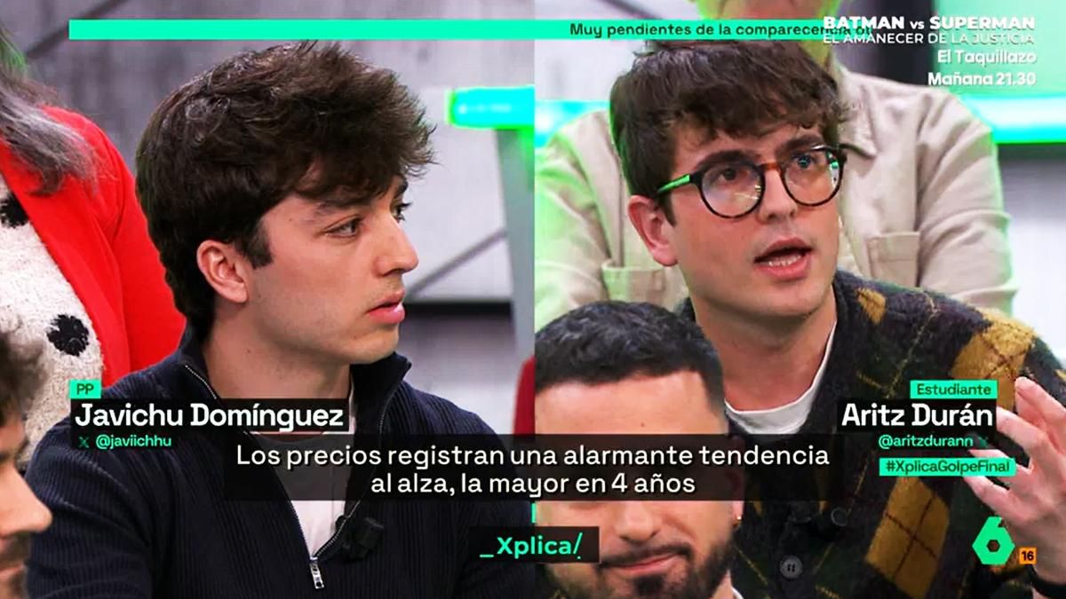 Choque en laSexta entre un estudiante y un integrante del PP: "Os ponéis la bandera y sois vasallos de Trump"