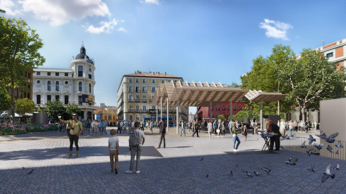 Reforma integral para la plaza "más fea" del centro de Madrid, que incluye una gran pérgola y peatonalizar Cruz