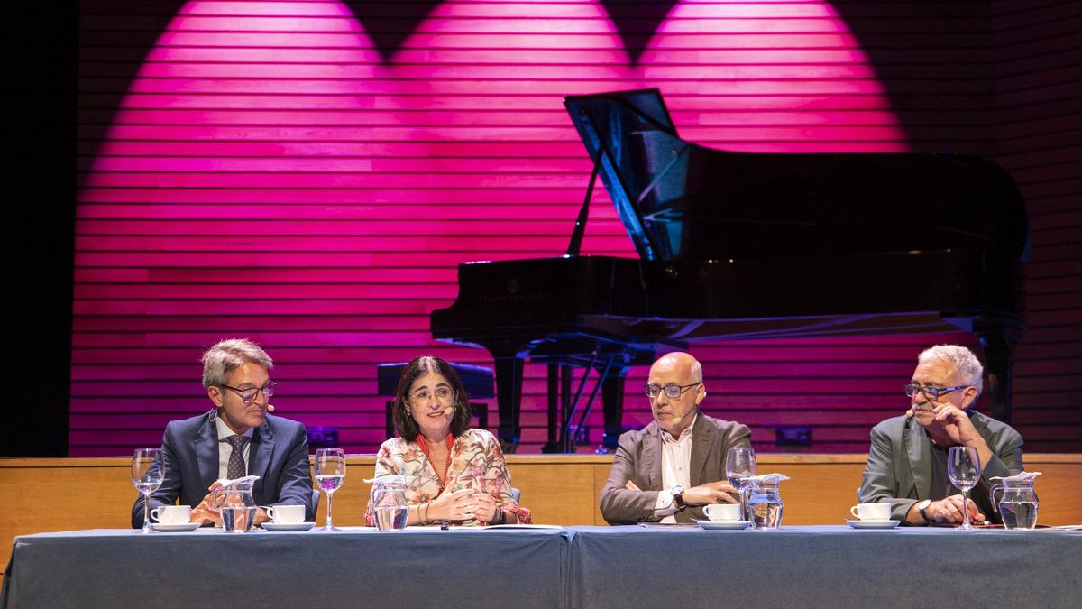 Zoilo Alemán, Carolina Darias, Antonio Morales y Manuel Benítez, en la presentación.