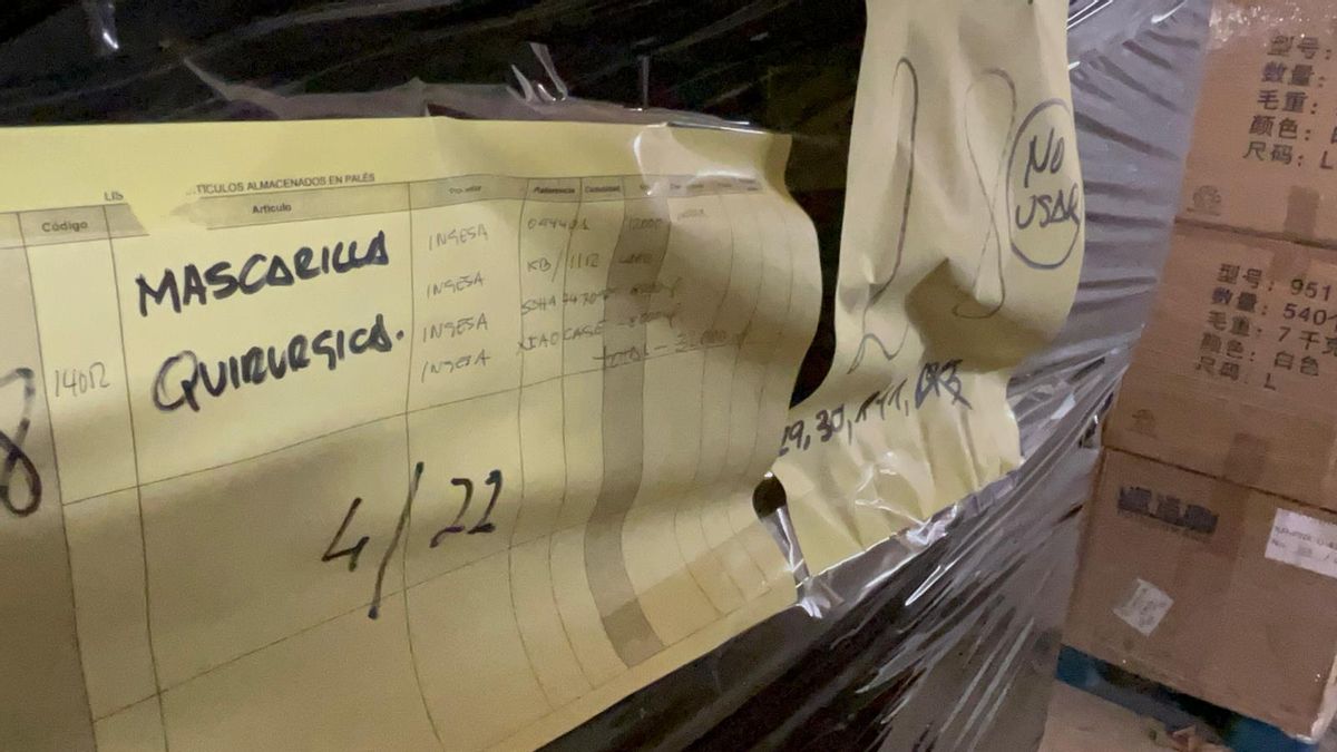 Mascarillas del Ingesa distribuidas en Extremadura, que están almacenadas en Almendralejo (Badajoz)