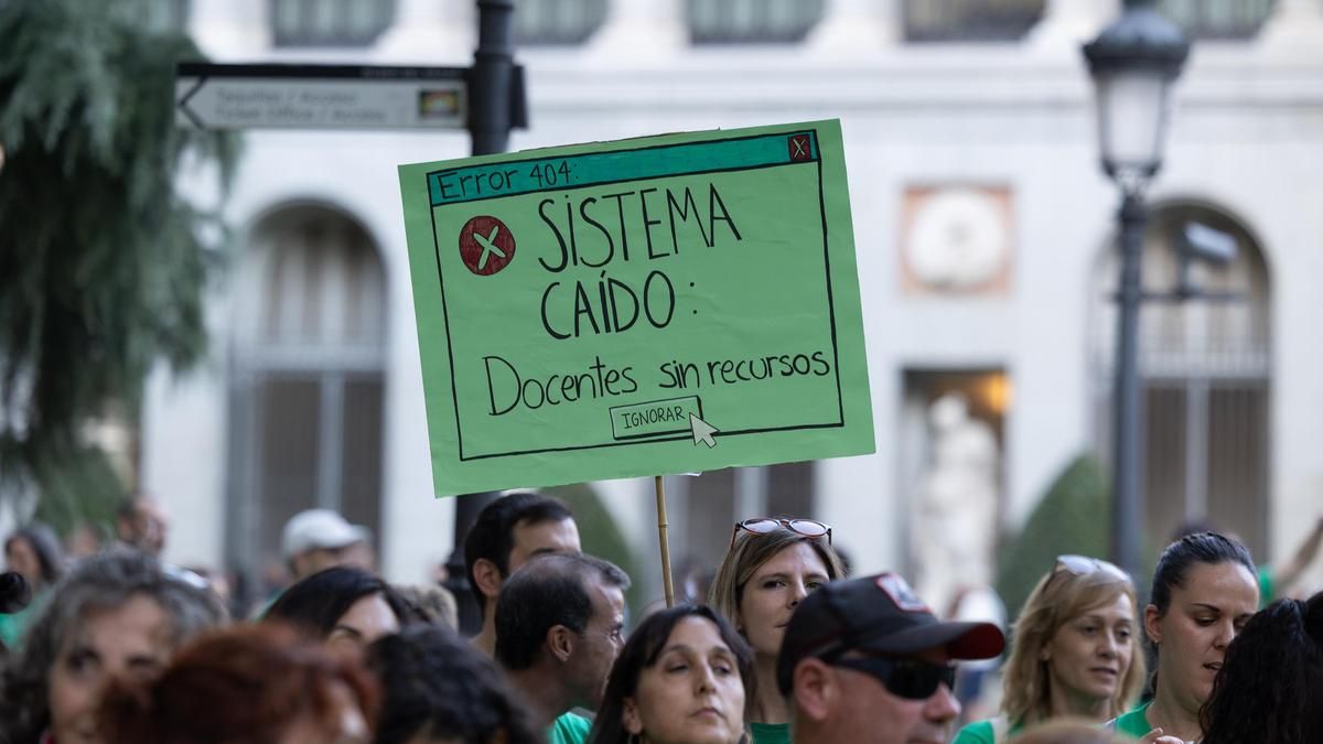 Un momento de la manifestación en defensa de la educación pública en Madrid el pasado miércoles.