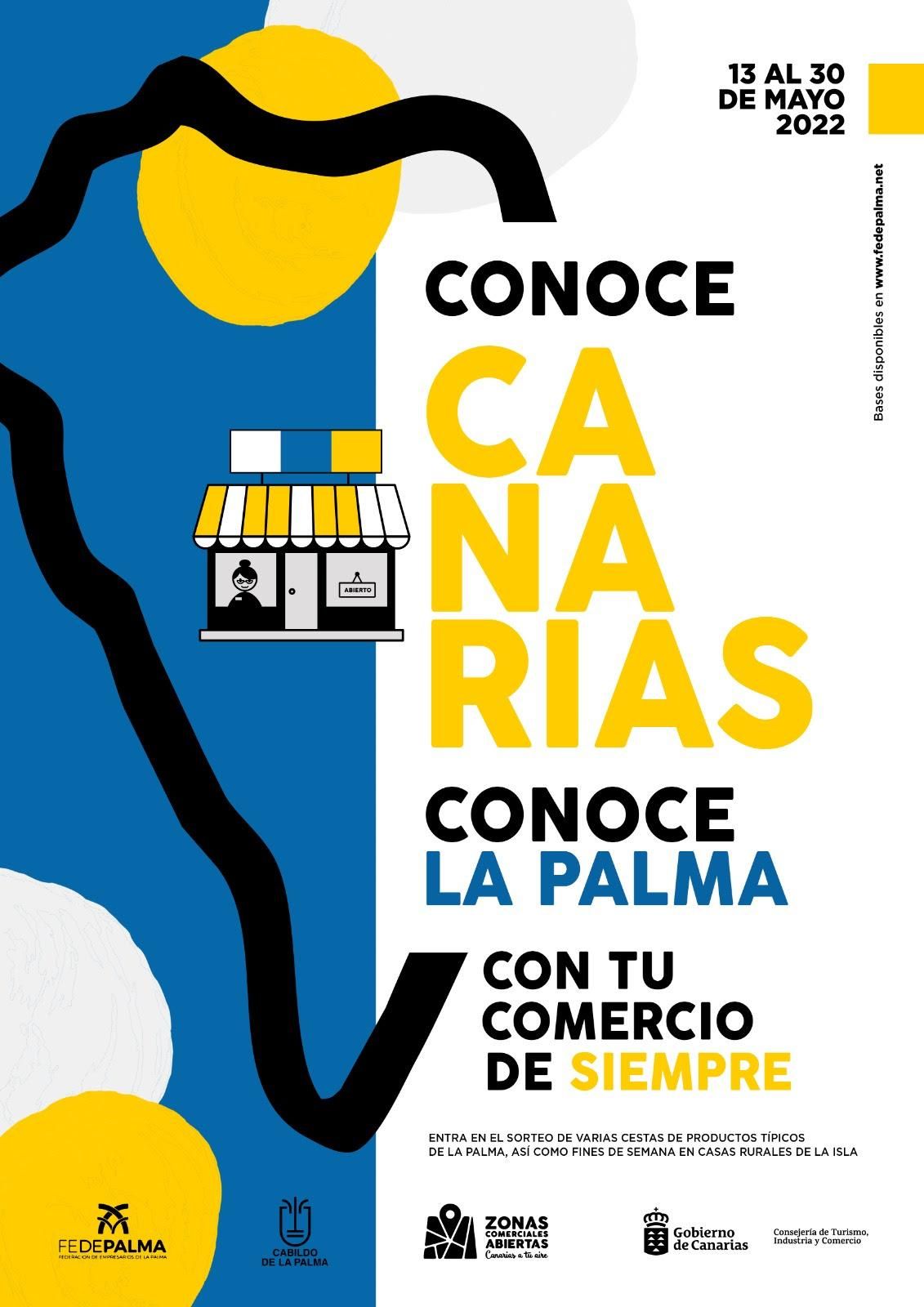 Cartel de la campaña  'Conoce Canarias, conoce La Palma con tu comercio de siempre'