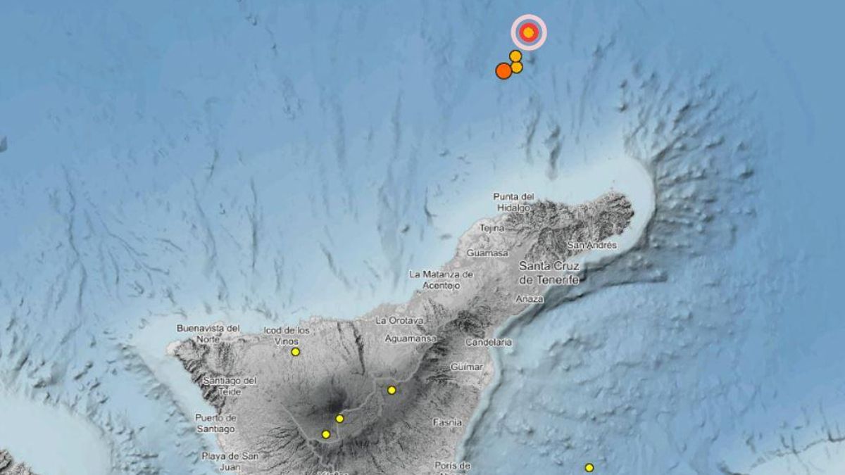 Cuatro terremotos localizados al noreste de Tenerife, uno sentido por la población