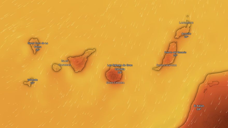 Cinco islas de Canarias, en aviso amarillo por viento, oleaje o calor