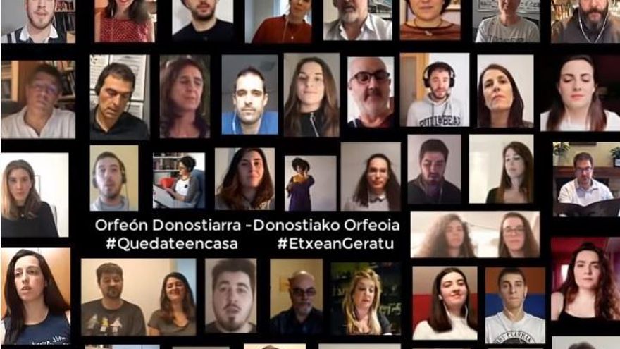 Miembros del Orfeón Donostiarra graban 'Hallelujah' desde sus casas