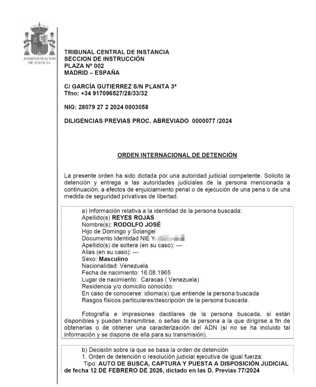 Reactivación de la orden de busca y captura