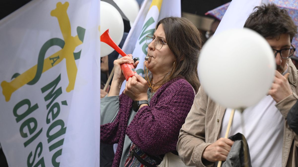 La manifestación de la profesión médica convocó a cientos de profesionales en las calles de Oviedo.