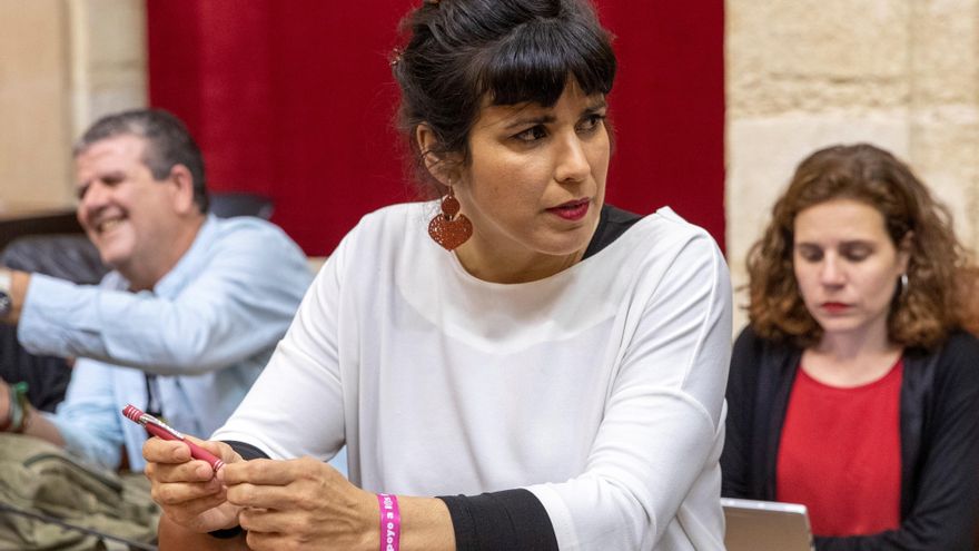 Teresa Rodríguez durante un pleno en el Parlamento de Andalucía en Sevilla. EFE/Julio Muñoz/Archivo