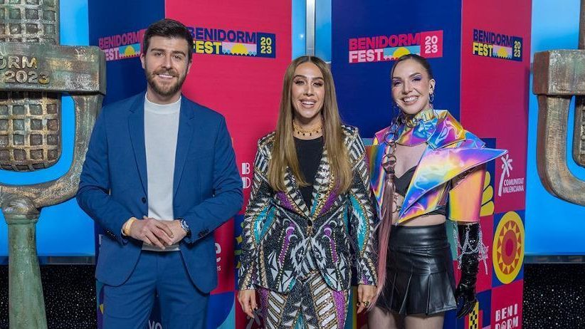 Rodrigo Vázquez, Mónica Naranjo e Inés Hernand, presentadores del Benidorm Fest 2023
