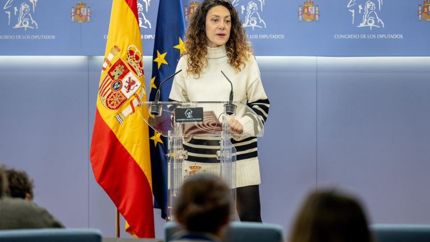 La diputada de Sumar, Aina Vidal, durante una rueda de prensa, en el Congreso de los Diputados, a 10 de marzo de 2026, en Madrid (España).