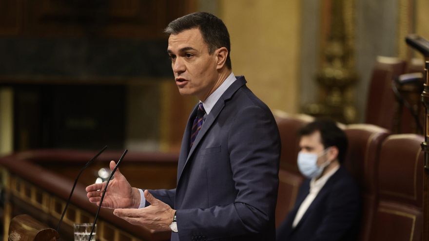El presidente del Gobierno, Pedro Sánchez, interviene en una sesión plenaria, en el Congreso de los Diputados.