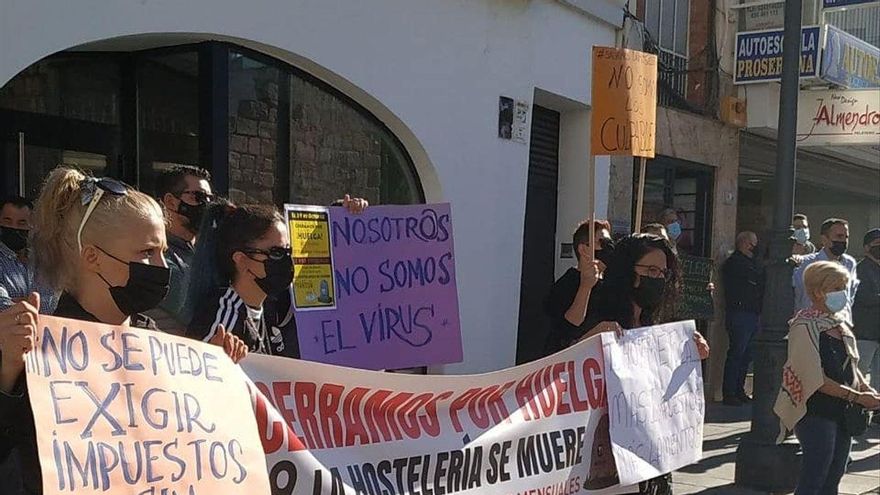 Protesta de empresarios y trabajadores de la hostelería el pasado mes de octubre en Mérida