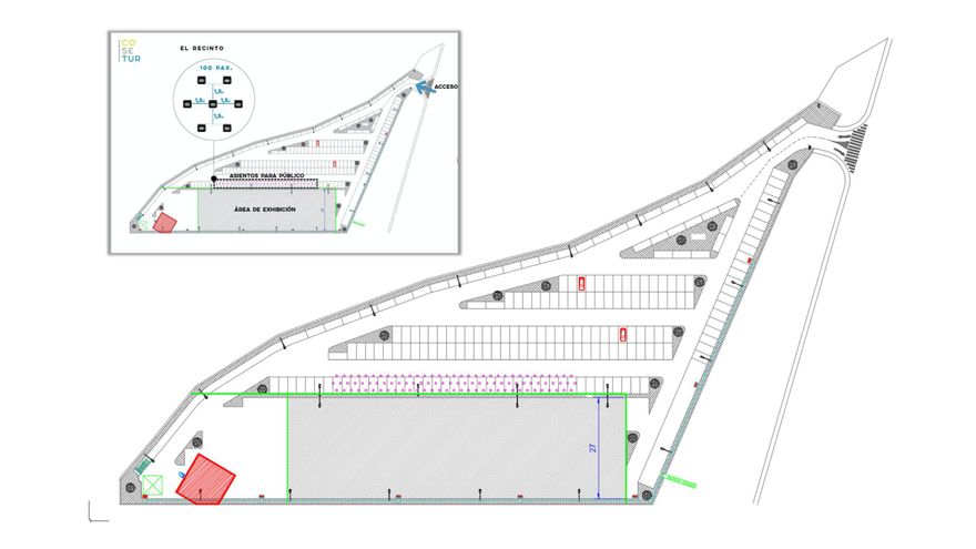 Mapa del parking de la Facultad de Bellas Artes recogido en el Plan de Contingencia de Setur enviado a la Universidad de La Laguna