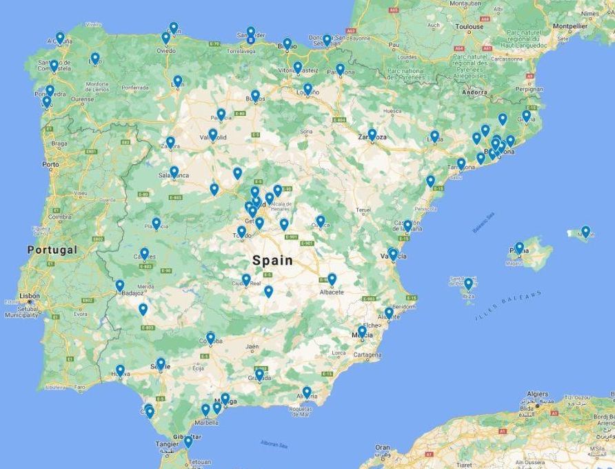Mapa de los laboratorios en los que los viajeros que vayan a Canarias se pueden realizar una prueba diagnóstica de COVID-19.