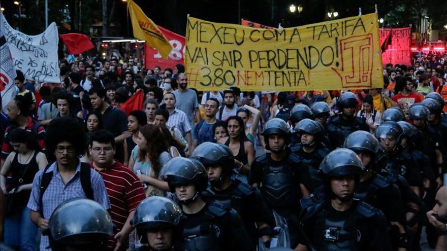 Sexta manifestación en un mes en Sao Paulo contra la subida del transporte
