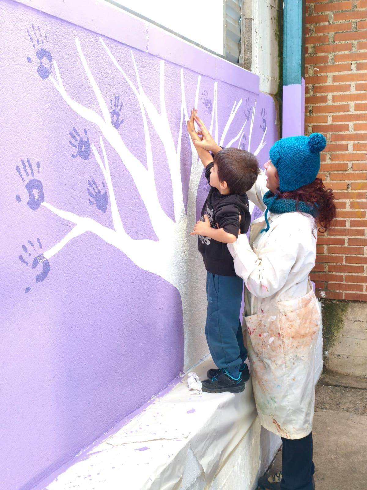 Mural por el 25 N en el colegio Navarrete el Mudo de Logroño