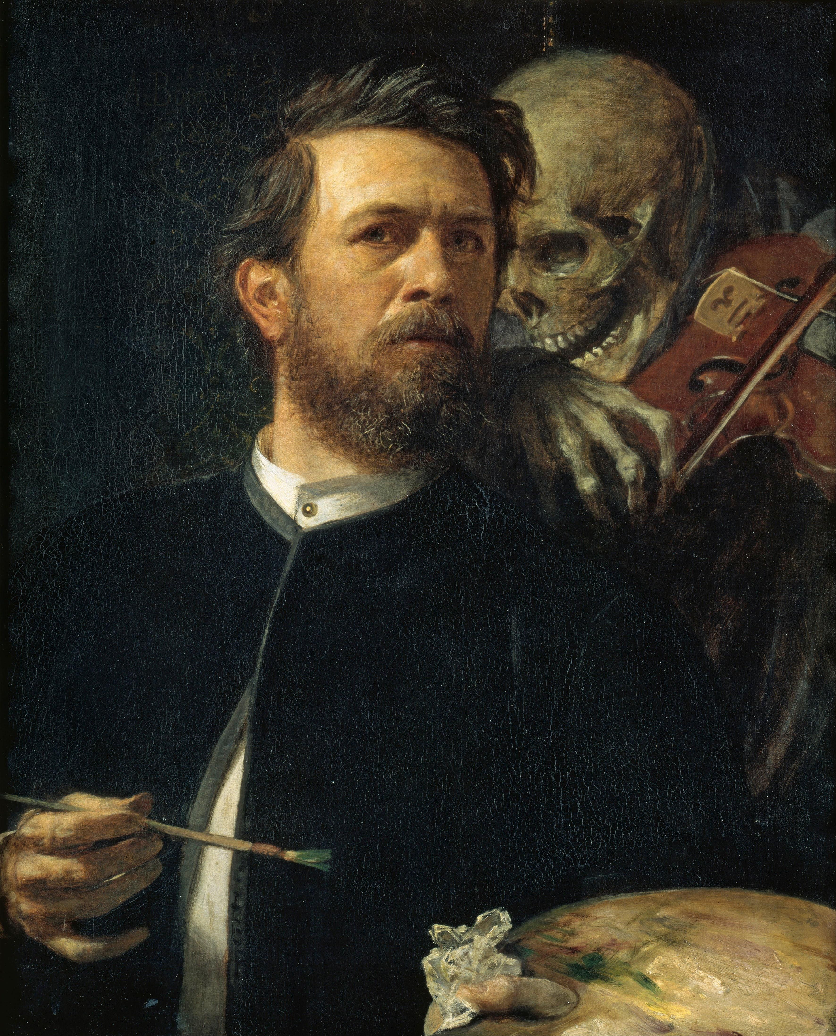 Autorretrato de Böcklin con la muerte tocando el violín.