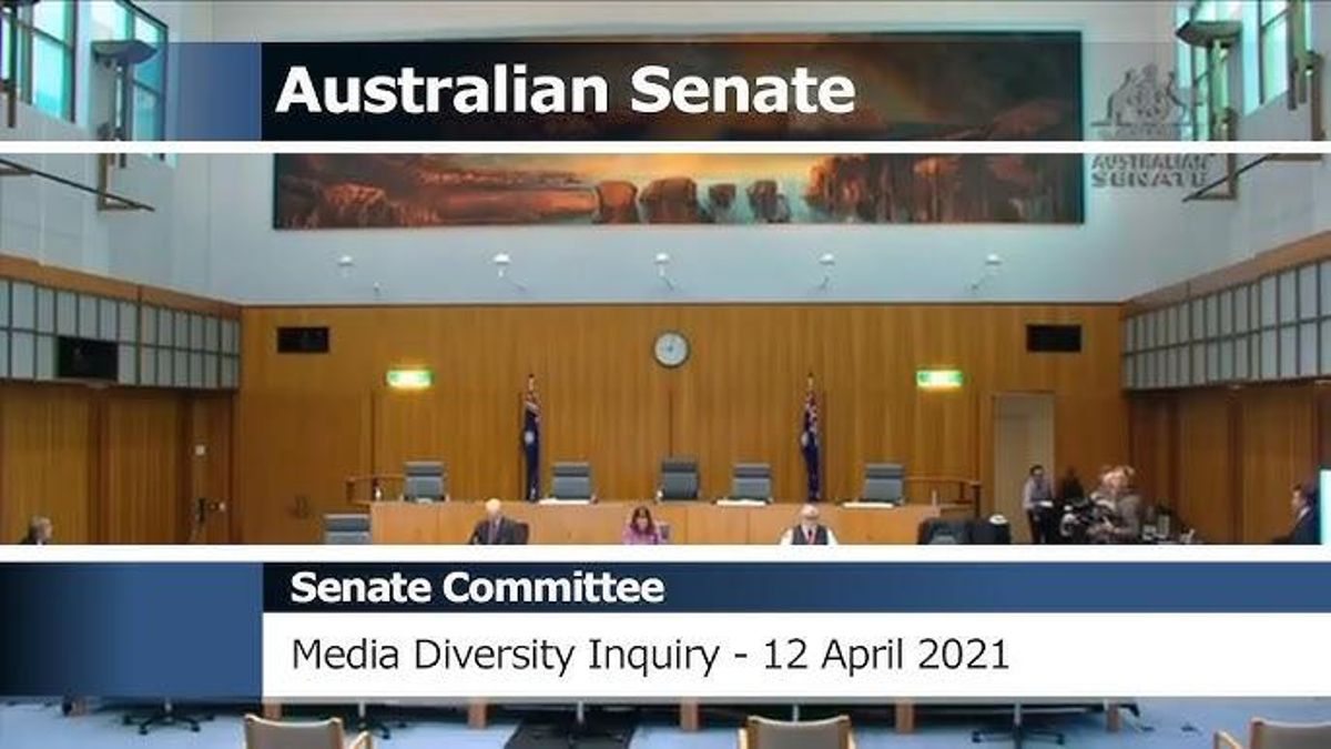 Una comisión del Senado de Australia en una audiencia sobre diversidad en los medios.
