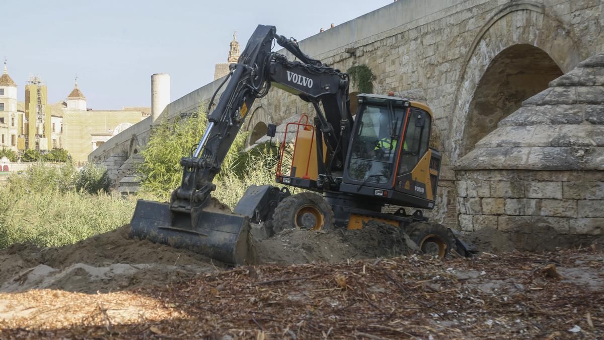 Obras bajo el puente romano