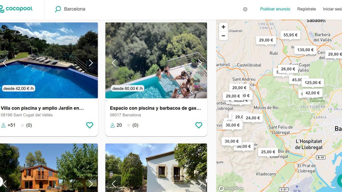 Oferta de piscinas en alquiler en Barcelona en la plataforma Cocopool.